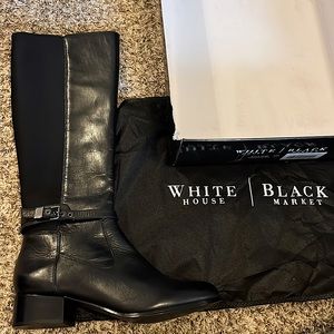 White House Black Market Tall Leather Greer Black Boots
Size: 11
Color: Black